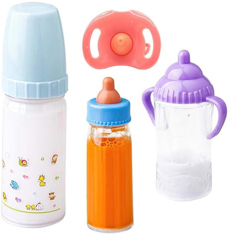Magische Flasche, Magische Puppenflaschen, Verschwindende Zauberflaschen, Verschwindende Milch und Saftflaschen, Flüssigkeit Verschwindende Zauberflasche, Puppen Fütterungsspielzeug Set
