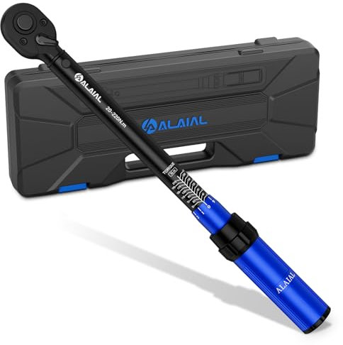 ALAIAL 1/2 Zoll Drehmomentschlüssel, ±3% Fehlergenauigkeit 20-220Nm 72 Zähne Drehmomentschlüssel für Fahrrad, Motorrad und Auto Zündkerzenwechse