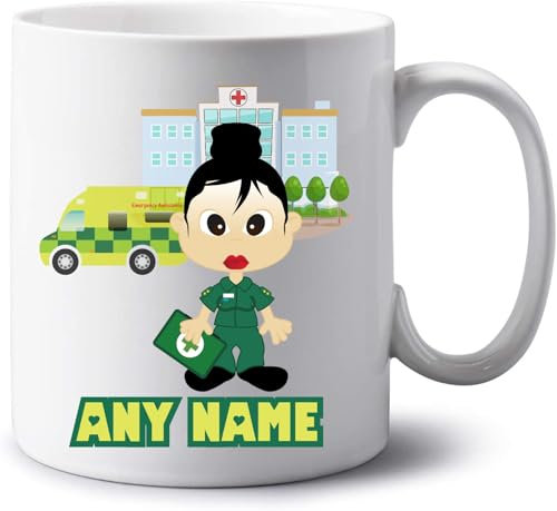 Paramedic Gifts for Women - Personalised Paramedic Jumbo 20oz Mug - Ambulance Student Staff Nurse Medics Key Worker Present - Extra Large Tea Coffee Big Mug Custom Name Cup (Black Hair / Oriental)