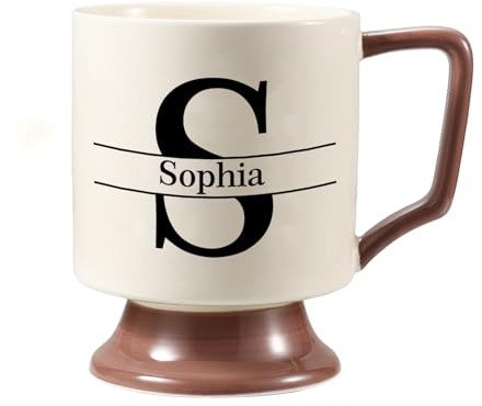 Presentimental Tazza in Ceramica Personalizzata per Donna Tazzine da Caffè Tazze con Nome Fiore di Compleanno Regalo per San Valentino Festa della mamma Compleanno (Letter#1)