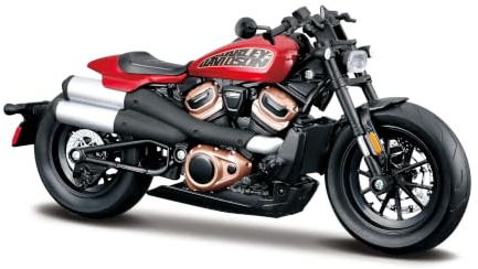 MAISTO Harley Davidson Sportster S ´21, röd – modellmotorcykel 1:12 original trogna samlarmotorcykel, leksaksmotorcykel med styrning, från 3 år (532346)
