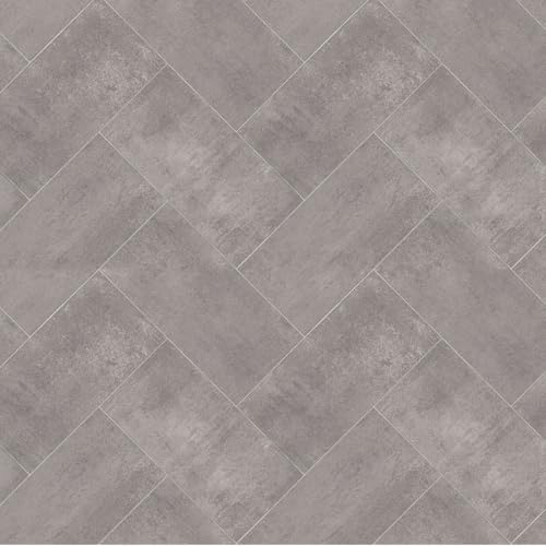 VINYL FLOORING UK Bilbao 592 Grey Stone Effect Anti-Slip Vinyl Flooring For Kitchen, Bathroom, Living Room, 2.8mm Thick Vinyl Sheet-5m(16'4) X 3m(9'9)-15m²