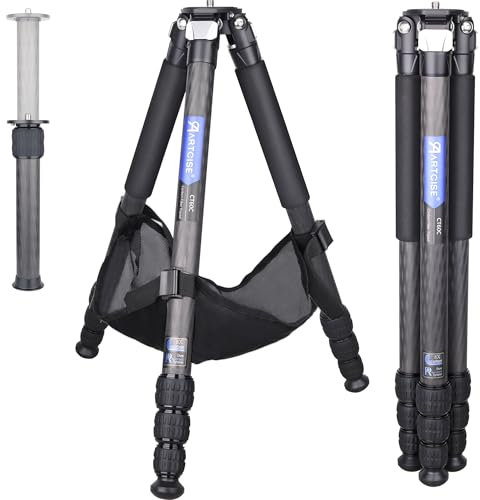 ARTCISE Trépied de voyage en fibre de carbone – Trépied d'appareil photo compact ultra léger pour photographie de voyage | Hauteur maximale de 167,6 cm, charge de 20 kg