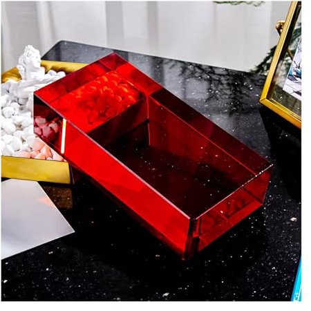 Briques de cristal rectangulaires, Blocs de verre multicolores 19,8 x 10,9 x 4,8 cm, cloison de séparation, transmission de la lumière, isolation thermique et phonique(Red)