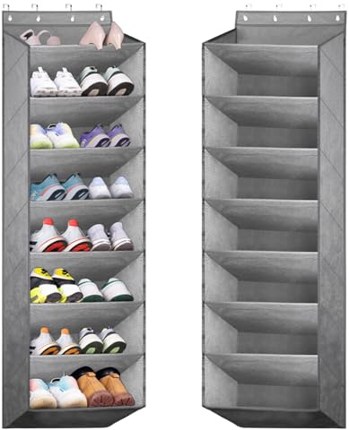 bssmmai Scarpiera porta, scarpiera da appendere, organizer per scarpe, porta con 8 tasche profonde, adatta a 20 paia di scarpe (grigio)