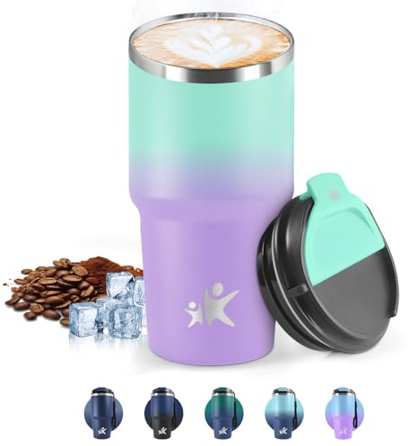 HoneyHolly Termo Cafe 600 ML, Reutilizables, Vaso Termico Cafe Antigoteo para Coche, Acero Inoxidable 304, Taza Termica Para Llevar, Termo Café Hermético para Café Frío y Caliente, Leche y Té