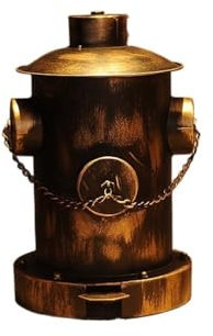 NIUHUAHUI Cubo de basura Cubo de basura industrial vintage de hierro con tapa: diseño de boca de incendios for el hogar, el bar y la cocina. para casa/oficina(Brass)