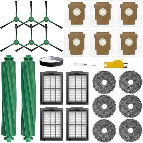 aotengou Ricambi per robot aspirapolvere iRobot Roomba Plus 505 Combo e 405 Combo 25 confezioni 2 spazzolE principali, 4 filtri, 6 spazzole laterali, 6 panni, 6 sacchetti, 1 striscia paraurti