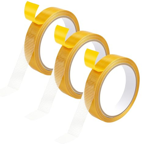 3PCS Heavy Duty Double Sided Tape for Fabric, 0.8 Inch x 33FT Hemming Tape for Curtains and Clothes, Strong Adhesive Fabric Tape, Multi-Purpose Double Sided Carpet Tape for Clothing, Rugs, DIY