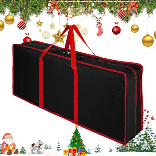 Weihnachtspapier-Aufbewahrungstasche - Große Organizerbox mit Innentasche und Reißverschluss, Für Geschenkpapierrollen, Schleifen, Bänder und Dekoration | Tragbar, robust, ideal für Feiertagsreisen