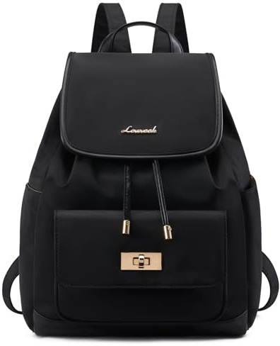 LOVEVOOK Rucksack Damen Klein, Leichter Cityrucksack Damen, Mini Backpack Elegant, Tagesrucksack mit Große Wasserflaschentasche, Backpack Women für Arbeit, Alltag, Reise, Uni, Schwarz