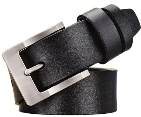 Gürtel Schwarz Herren, Leder Gürtel Herren, 120cm Klassischer GüRtel Herren Pu Leder Für Jeans & Anzug, Eleganter Mit DornschließE Weicher Kunstleder KoppelgüRtel Herren, LäNge Verstellbar