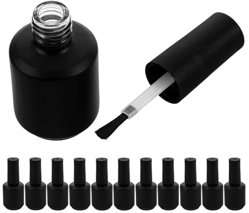 DECHOUS 12pcs Empty Glass Bottle Vial Bottles Leakproof Glass Samples Container for DIY Nail Art Supplies Empty Nail Polish for Mixing Refilling Salon Use
