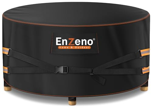 Enzeno New Upgrade Garden Furniture Cover Round Waterproof,Garden Table Covers with Wider Vents, Round Outdoor Furniture Cover 500D Heavy Duty Patio Outdoor Circular Table Covers 230x100cm