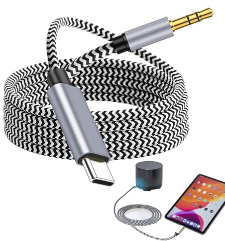 Câble USB C vers 3,5mm Jack,1 M Câble Type C 3.5mm Mâle,Cable Jack Usb C,AdaptateurJack Stéréo Voiture Compatible avec pour iPhone 17/16/15 Pro Max iPad Hua-wei P70/P60/Galaxy S25/S24,Car Stereos