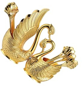 Ailan Crafted Swan Base Holder With Forks Spoons Dessert Display To New Heights Of Elegance Not Easy To Rust And Deform Creative Cake Spoon Teaspoons Flatware Set Rack
