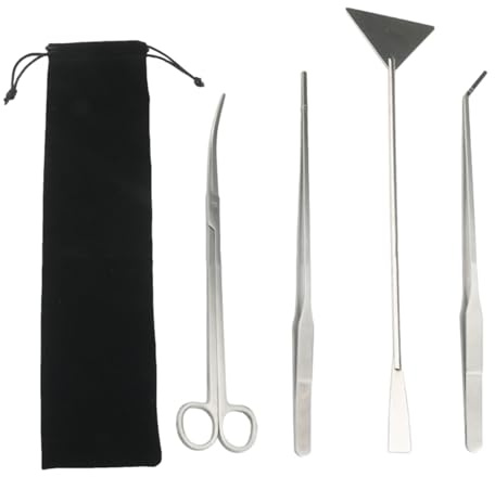 Ciseaux D'Aquarium - 4 en 1 Pincettes Longues en Acier Inoxydable | Spatule à Algues pour Bac à Poissons,pour Taille Entretien Façonnage Bureau Maison Eau Salée Eau Douce Hommes Femmes