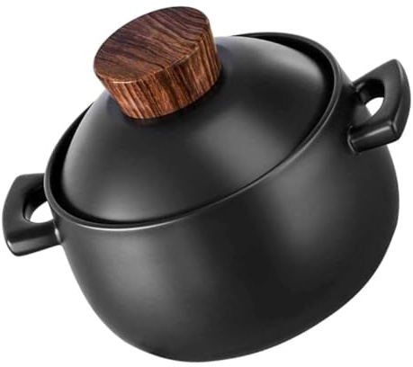 Milisten Pentola in Ceramica 2,5l con Coperchio per Cucinare in Casa, Casseruola per Stufati e Zuppe, Resistente Alte Temperature, Adatta a Cucina a Gas e Riunioni Familiari