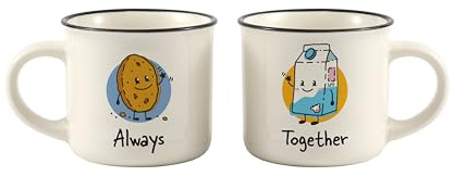 I-TOTAL® - Matchy Duo – Set 2 Tazzine da Caffè in Ceramica 90 ml, Tazze Espresso Design Originale, Idea Regalo (Always Together)