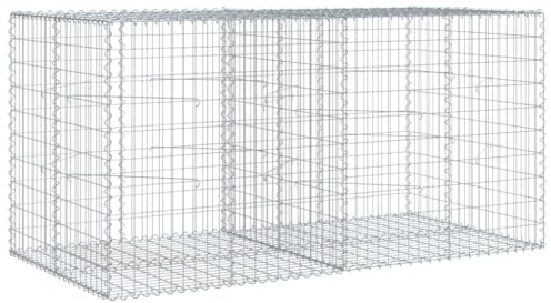 Nqyjm Gabion Gabion Cestello Gabion con Coperchio 200x100x100 cm Ferro Zincato, Recinzione Decorativa Giardino Griglia Metallo per Arredamento Esterno Cortile