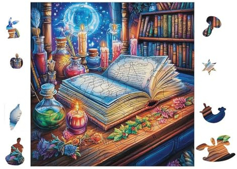 100 Teile Puzzle Für Erwachsene Zauberbuch mit Kerzen 28x28cm Umweltfreundlich Sicher Ungiftig Perfekt Für Familiengebrauch Alle Altersgruppen Bildungsspiele