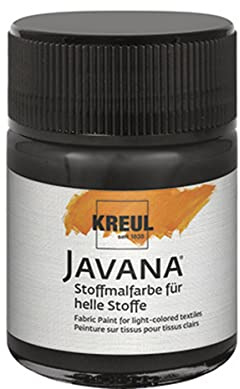KREUL 91910 - Javana Stoffmalfarbe für helle Stoffe, 50 ml Glas in schwarz, geschmeidige Farbe auf Wasserbasis mit cremigem Charakter, dringt fasertief ein, waschecht nach Fixierung