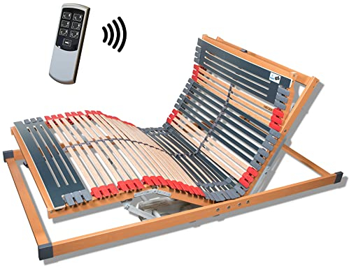 FMP Matratzenmanufaktur 7 Zonen Lattenrost Rhodos® EL Funk | Kopf- und Fußteil elektrisch verstellbar | fertig montiert | 44 Leisten | Notabsenkung | TÜV Rheinland GS | Mittelgurt | 80x200 cm