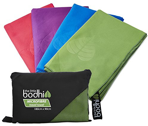 The Little Bodhi Microfiber travel towel, 180 cm x 90 cm, packtowl/camping towels, microfibre travel towel, green
