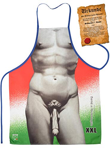 Mega Sexy Küchenschürze Kochschürze Grillschürze mit Gratis Urkunde - David XXL - lustiger Scherzartikel Funartikel Geschenkidee