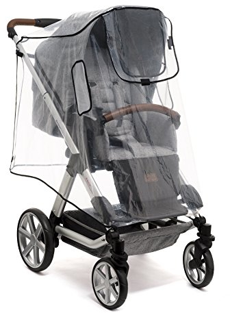 reer RainCover Active Regenschutz | universell einsetzbar für Buggys, Sportwagen & kleine Jogger | Regencover mit extragroßem Sichtfenster & Belüftung | mit Windhaken | modernes, transparent Design