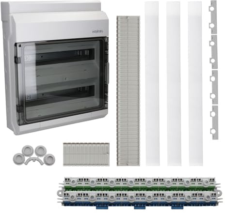 Hensel KV2536 Kleinverteiler - 36 TE Sicherungskasten Aufputz IP 54 | 2-reihig, Feuchtraum-Verteilerkasten, Kompaktes Automatengehäuse für Wohnraum & Gewerbe