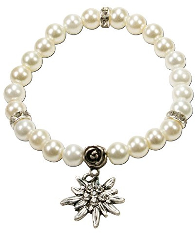 Alpenflüstern Perlen-Trachten-Armband Fiona mit Strass-Edelweiß - Damen-Trachtenschmuck, elastische Trachten-Armkette, Perlenarmband in traditionellen Farben DAB011