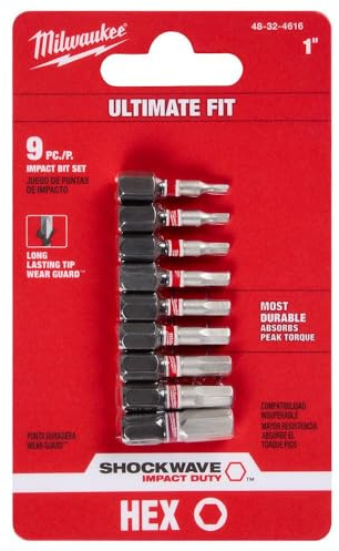 Milwaukee 9-Piece 1 Hex Insert Bit Set