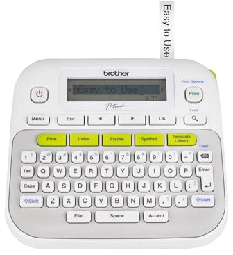Brother P-touch, PTD210, Easy-to-Use Monochrome Label Maker, One-Touch Keys, Multiple Font Styles, 27 User-Friendly Templates, White
