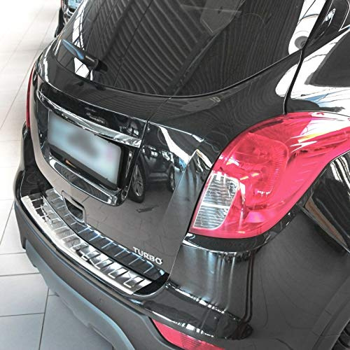 RECAMBO Ladekantenschutz Edelstahl kompatibel für OPEL Mokka | Mokka X | Chevrolet TRAX - Hochglanz poliert, Chrom Look - Styling und Schutz für die Stoßstange