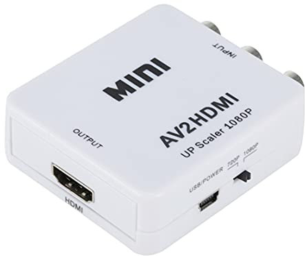 N+B - Adaptador convertidor de vídeo compuesto AV CVBS RCA a HDMI 720/1080p TR (blanco)