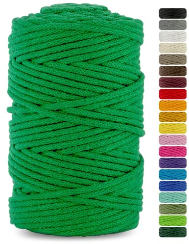 Netuno 1x Baumwollkordel 3mm Grün 100m für Makramee & Wandbehang | Baumwollschnur mit Naturkern · hochwertig & vielseitig – für Teppiche, Körbe, Puffs & Handtaschen