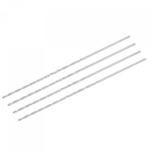 sourcing map HSS(High Speed Steel) Extra Long Twist Drill Bits, 3mm Drill Diameter 300mm Length 4 Pcs
