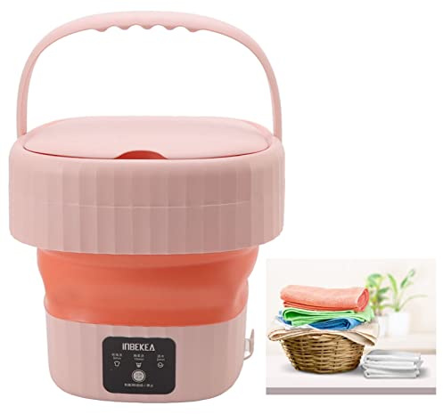 Mini Lavatrice, Lavatrice Portatile da 6 Litri Lavatrici per Vestiti Mini Lavatrice Pieghevole Lavatrice a Secchio Pieghevole Lavatrice per Uso Domestico Appartamento Hotel (Rosa)
