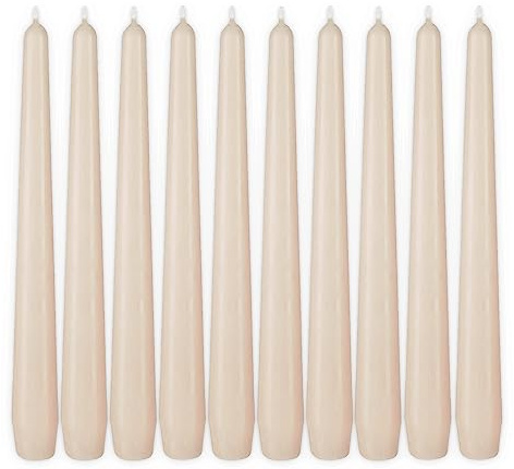 BRUBAKER Premium Spitzkerzen Champagner - 20 Stück - bis zu 7,5 Stunden Brenndauer pro Kerze - 24 cm Tafelkerzen Set für Kerzenständer und Kronleuchter - Leuchterkerzen Halterkerzen