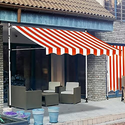 HIAPES Markise Balkon, Klemmmarkise, Retractable Manual Awning, Markise 3/4m Breit ohne Bohren Wasserdicht, für Terrasse (Weiß Stehen) 2m WeißerStänder-8