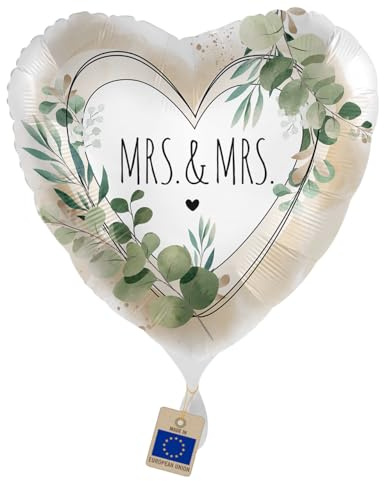 Folienballon MRS & MRS. Luftballon lesbische Hochzeit Geschenk Luftballon Hochzeitsdeko Ballon Made in EU Hochzeit Lesben Frauenpaar Natur, Helium geeignet