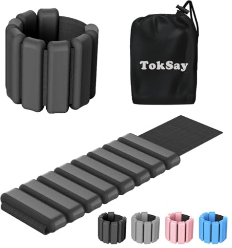 TokSay Wrist & Ankle Weights, Adjustable Silicone Bands, (2LB/4LB)