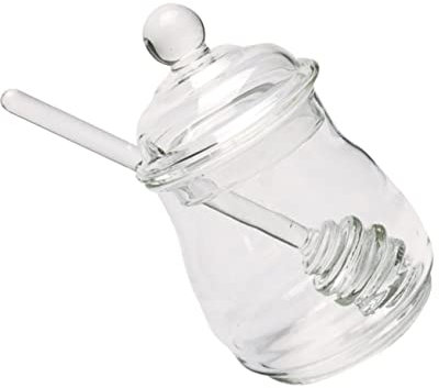 LIFKOME 1 Satz Honigglas Aus Glas Terrariengefäße Honigtopf Mit Schöpflöffel Bienenhonig Honiggläser Ghee Dochte Honigglas Mit Schöpflöffel Honigspender Leere Wiederverwendbar