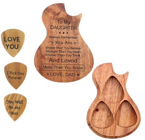 Guitar Pick, 3 Pack Plektron Gitarre, Plektrum Holz personalisierte (Box*1 Gitarrenplektren*3),B