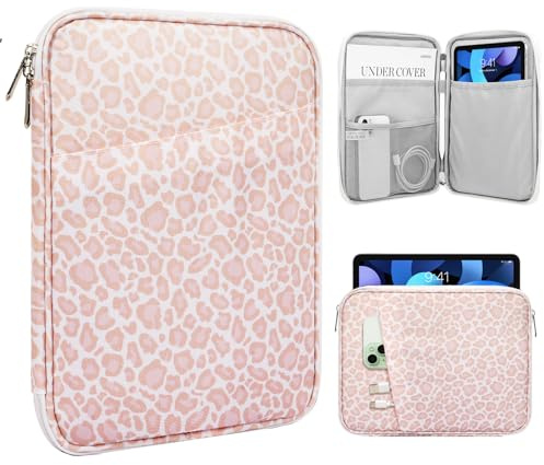 TiMOVO 9-11 Zoll Tablet-Tasche mit Fach, Rosa Leopard | Für iPad 11 A16 2025, iPad 10,9/10,2, Air 11 5./4. Gen, Galaxy Tab A9+/A11 Plus 11