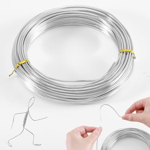 Aluminiumdraht 1 mm, 60 m Draht zum Basteln,Basteldraht,Modellierbarer Eisendraht, Metalldraht,Schmuckdraht zur Schmuckherstellung