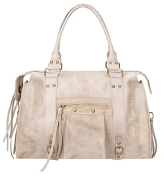 Gave Lux Schultertasche aus Leder für Damen 41x28x13 cm Taupe