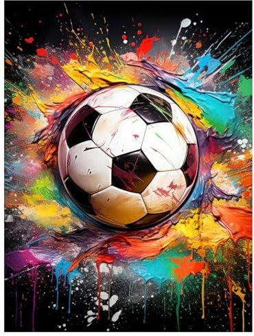 Daisen Art Diamond Painting Fussball - Diamant Painting Bilder, Diamond Painting Erwachsene für Geschenk und Zuhause Wanddekoration 30x40cm