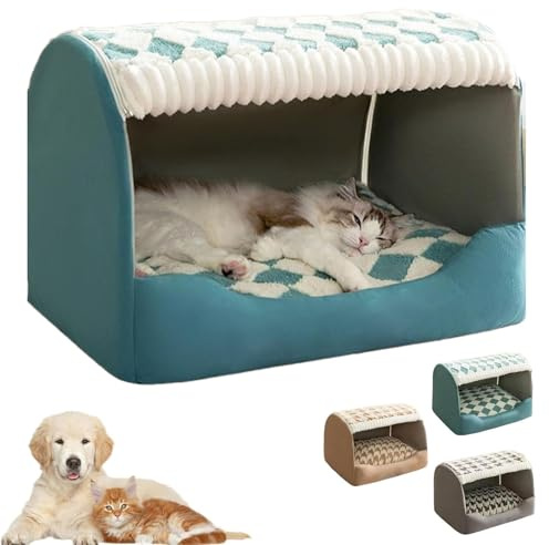 RIXANT Doggocomfy Gemütliche Hundehütte, Faltbare warme Hundehütte, gemütliche Höhle, tragbares Haus, geeignet for kleine, mittelgroße und große Hunde(Blue,XL)